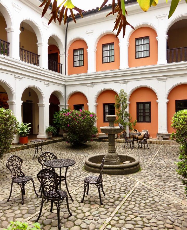 Plaza at Hotel la Plazuela in Colonial Poyayán Colombia; Colombia Travel Blog Inspirations