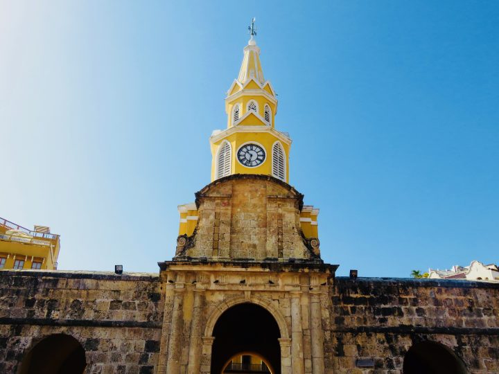 Famous Reloj in city of Cartagena Colombia; Colombia Travel Blog Inspirations