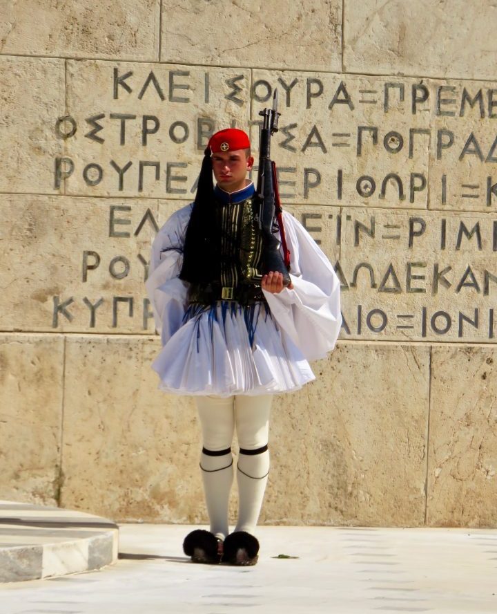 Evzones guard at Athens Greece, Greek Cyclades Travel Blog