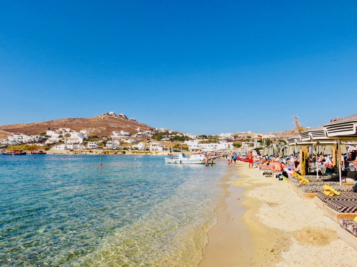 Ornos Beach on Mykonos Greece, Greek Cyclades Travel Blog