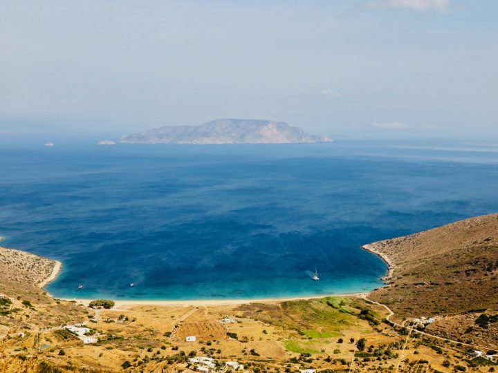 Theodoti beach from above on Ios Greece, Greek Cyclades Travel Blog