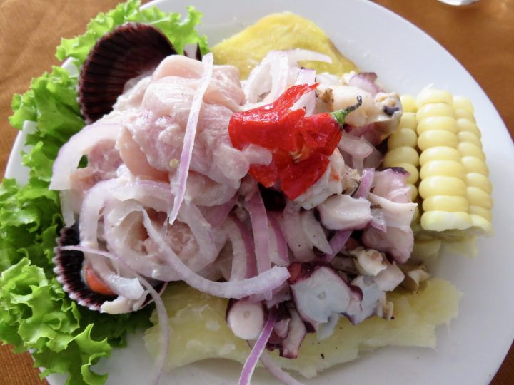 Ceviche main dish in Huanchaco Peru, Travel Blog Peru