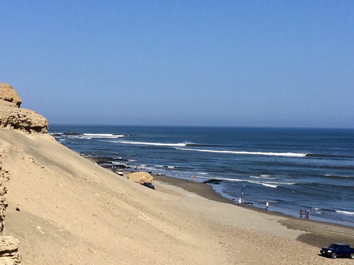 Surfing the longest left wave at Chicama Point, Travel blog Huanchaco Peru