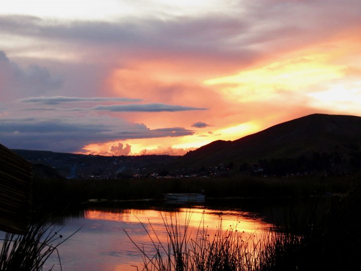 Islas Uros at Sunset in Puno Peru, Travel blog Peru