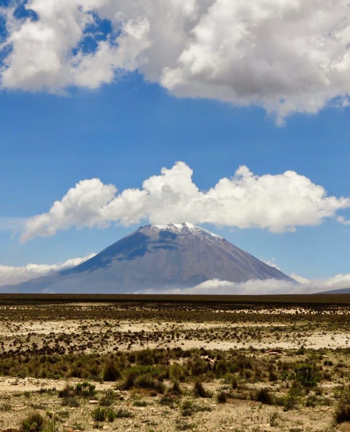 Volcano Misti in the clouds Arequipa Peru, Travel blog Peru