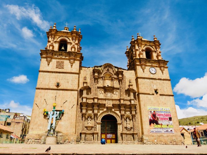 Puno square with Church Peru, Travel Blog Peru