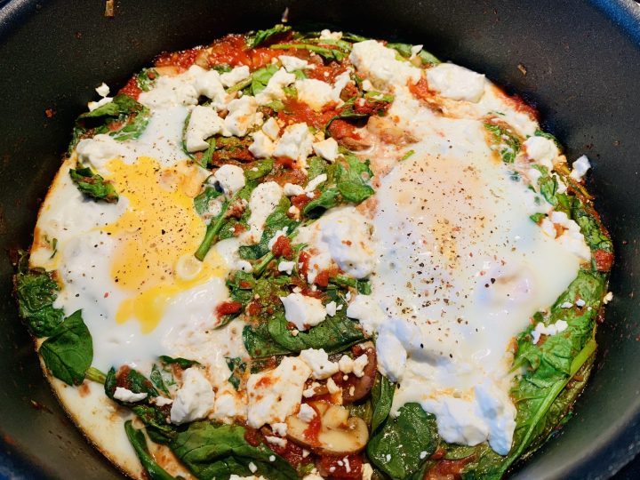 Shakshuka with Spinach and Feta Cheese