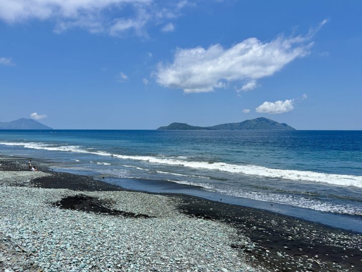 Blue Stone Beach and coastline near Ende Flores