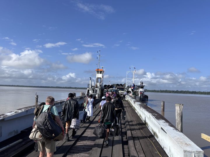 Boarding the ferry from Suriname to Guyana in Nickerie