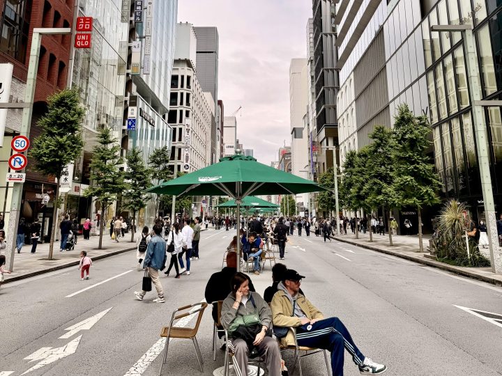 Chuo-dori pedestrian street in Ginza without traffic