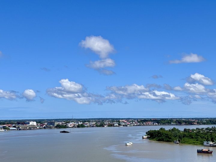 Crossing the Jules Wijdenbosch Bridge from Paramaribo