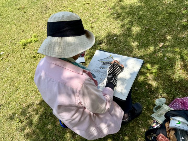 People drawing and painting in Nara Park
