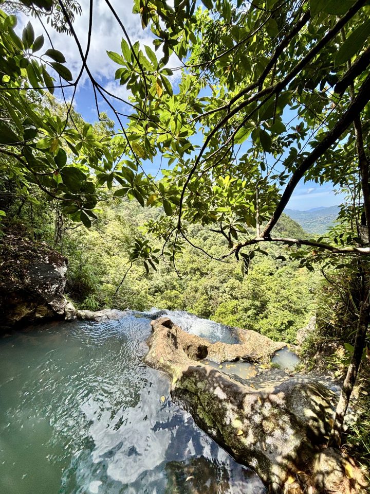 View over the drop at Cunca Plias Waterfall in Flores