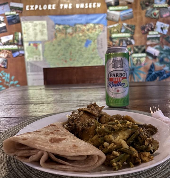 Homemade roti dinner at Sutopia Suriname