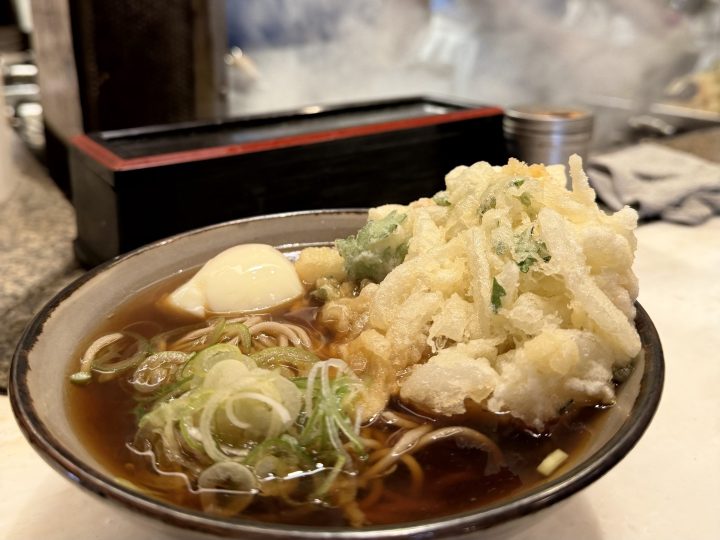 Tempura soba noodle soup at Kameya Shinjuku in Tokyo
