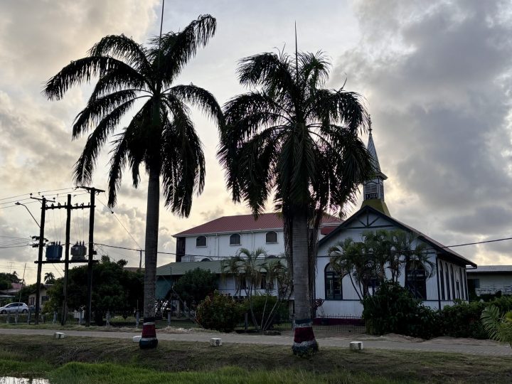 Local church at sunset in Nieuw-Nickerie Suriname
