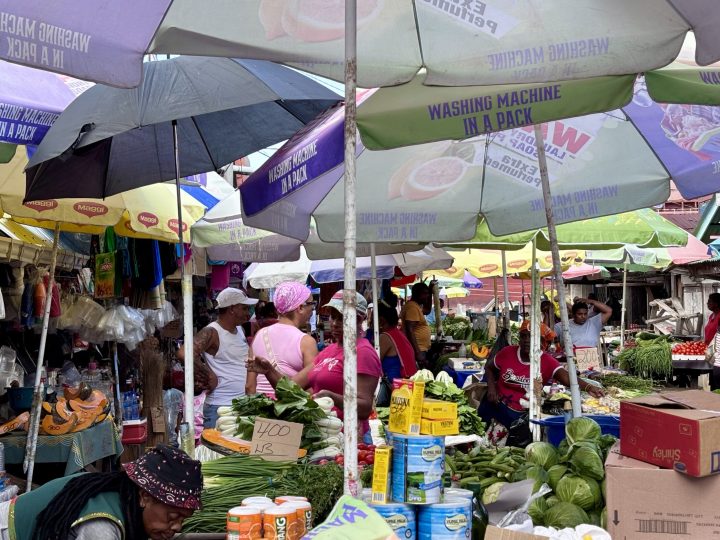 Local people near Stabroek Market in Georgetown Guyana
