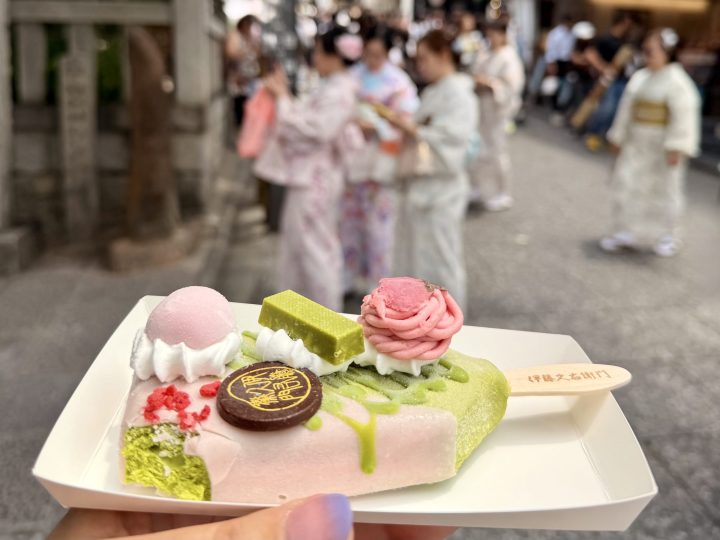 Matcha ice cream in Kyoto Japan