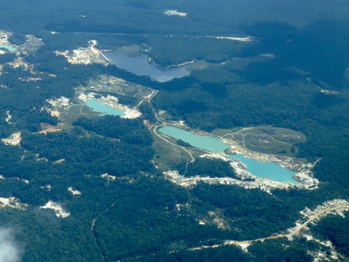 Mining areas seen from the plane on the way to Kaieteur Falls Guyana