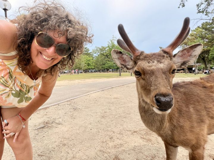 Selfie with a deer in Nara Park, Japan