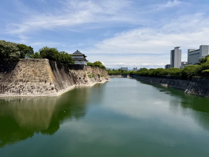 Osaka Castle walls and water in Osaka