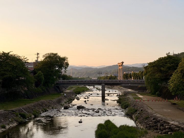 River in Takayama during sunset