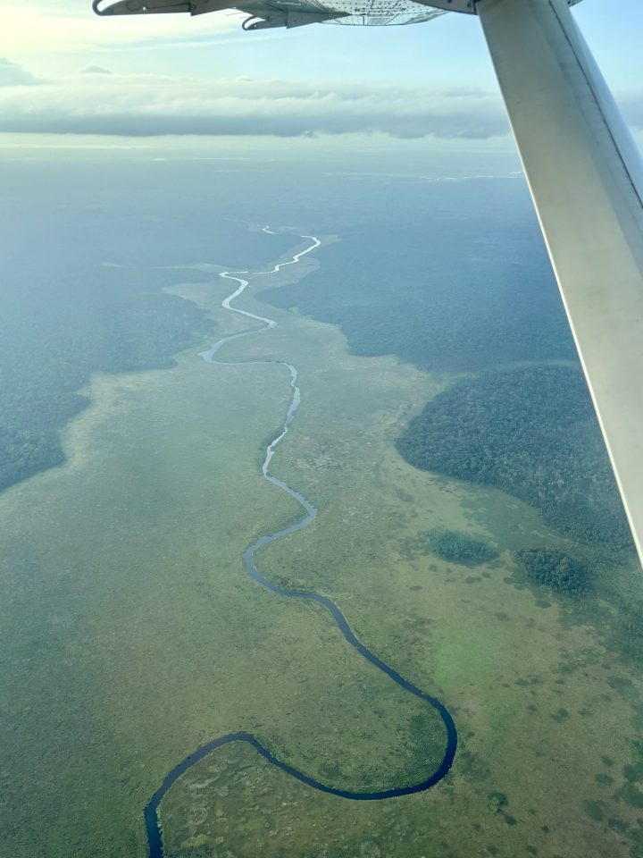River and jungle landscape seen from the plane to Kaieteur Falls