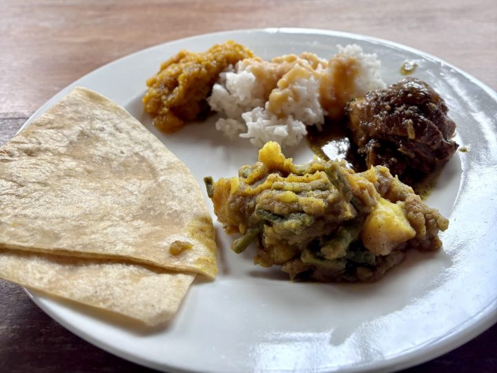 Roti lunch at Akira Bigi Pan Overwater Resort in Suriname