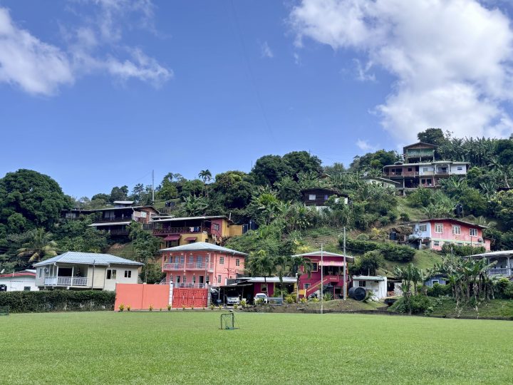 Soccer field before the walk to Castara Waterfall Tobago.