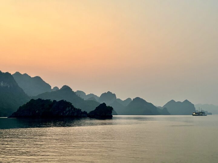 Sunset overview Cat Ba Lan Ha Bay Halong Bay Travel Blog Vietnam