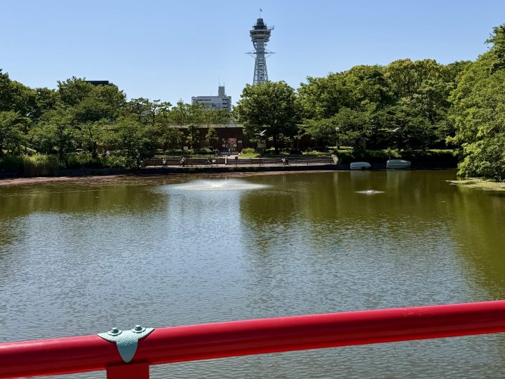 Tsutenkaku Tower view from Tennoji Park