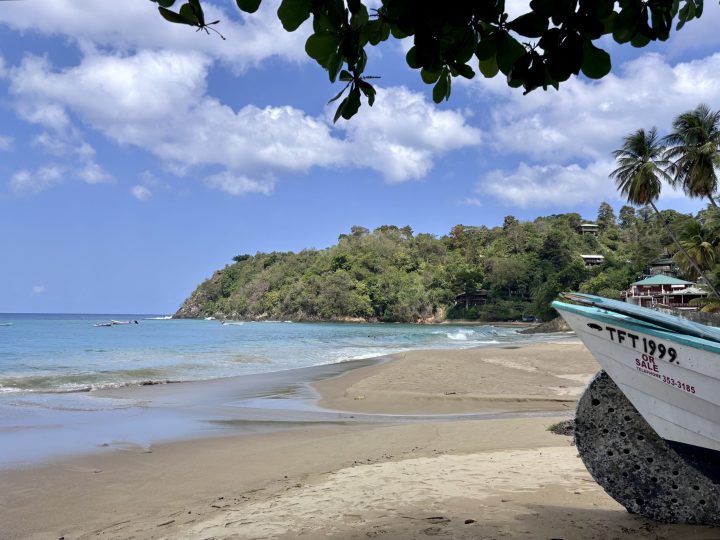 Fishing boat on Big Bay Beach in Castara Tobago