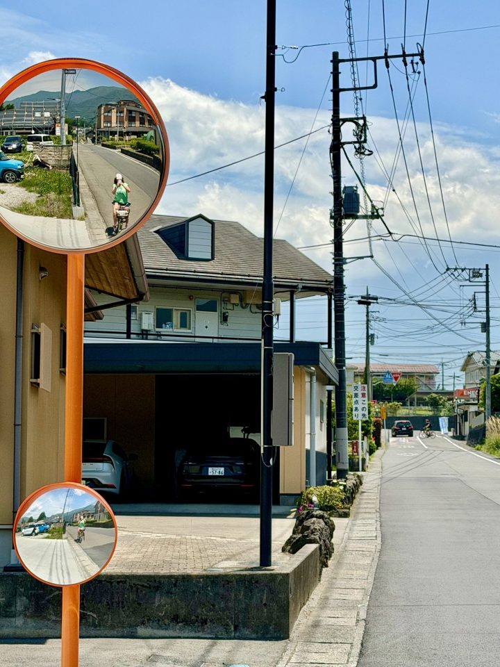 Cycling through Fujikawaguchiko near Mt Fuji