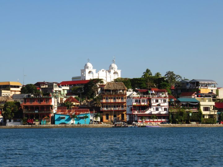 Flores Guatemala seen from Lake Peten Itza