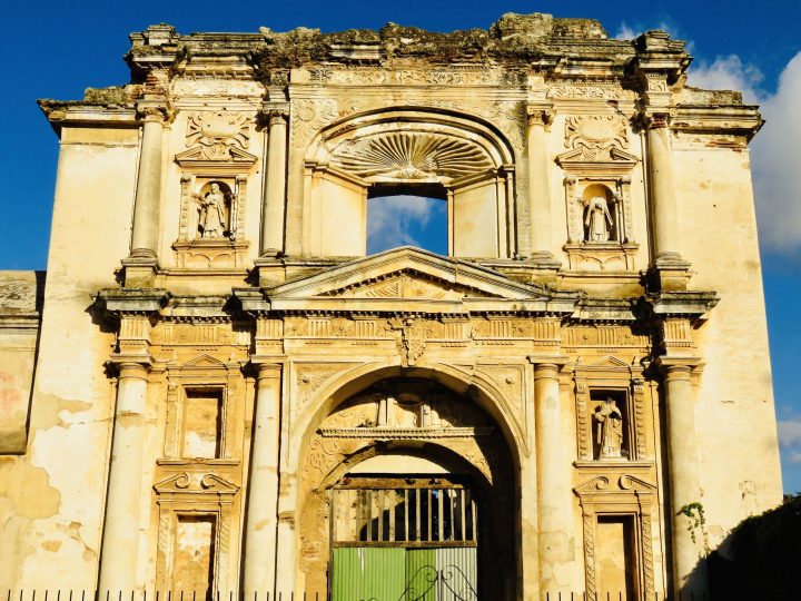 Historic church facade in Antigua Guatemala
