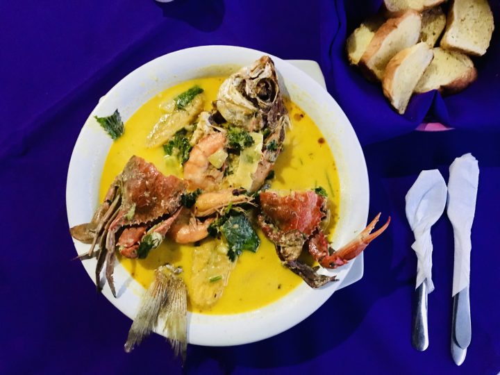 Traditional Tapado seafood soup in Livingston Guatemala