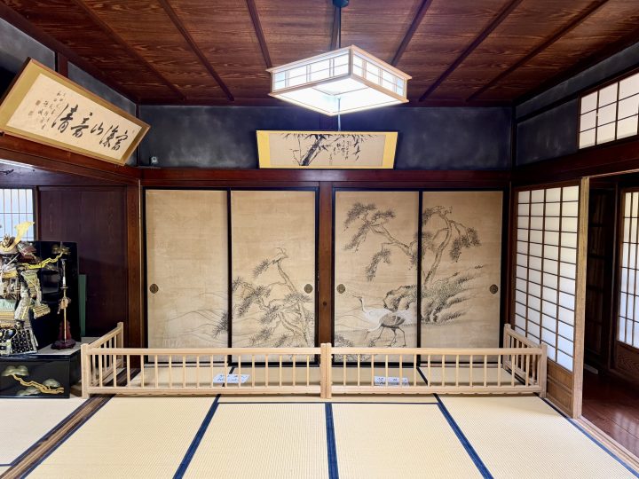 Wooden construction inside Wada House in Shirakawago
